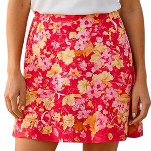 L.L. Bean Skirt Cotton Twill Floral Print 8P Petite